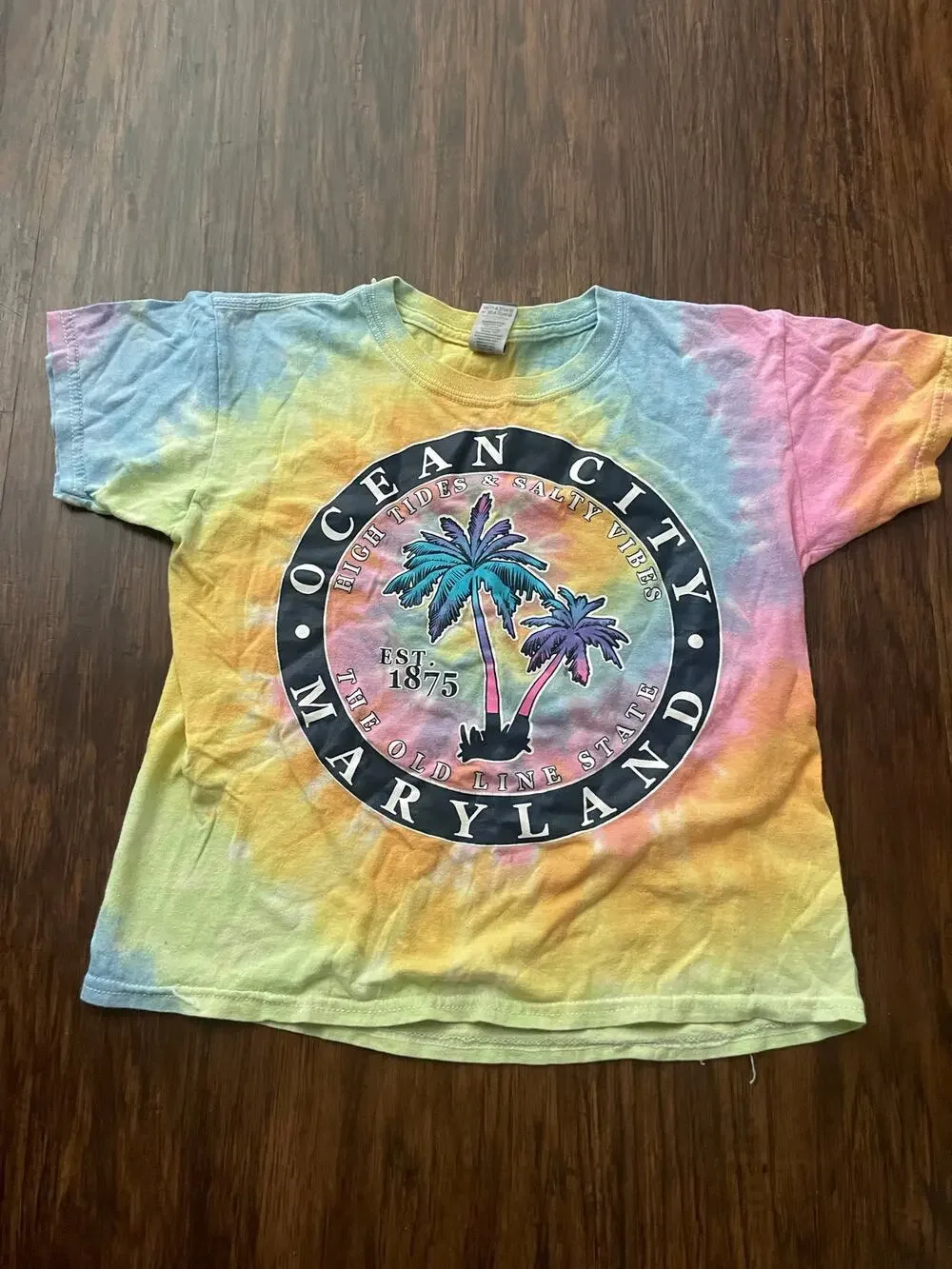 Kids small tie dye Ocean City Maryland graphic tee